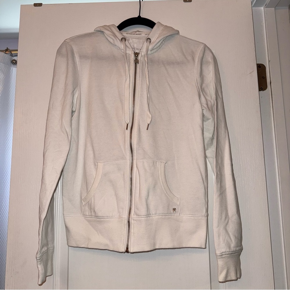 Victoria's Secret White Zip-Up Hoodie
